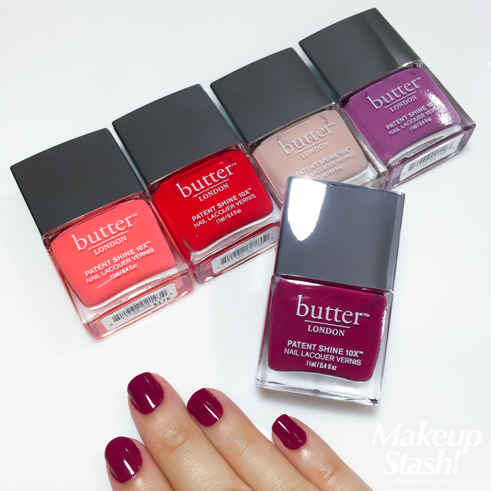 Butter London Patent Shine 10X Nail Lacquer Vernis in Jolly Good, Smashing, Shop Girl, Fancy and Broody