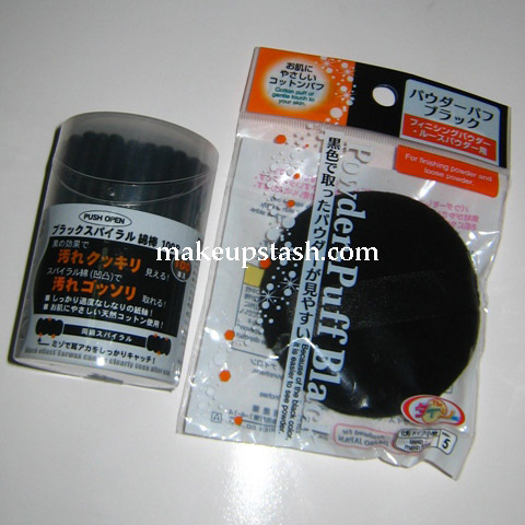Daiso Black Cotton Tips and Powder Puff