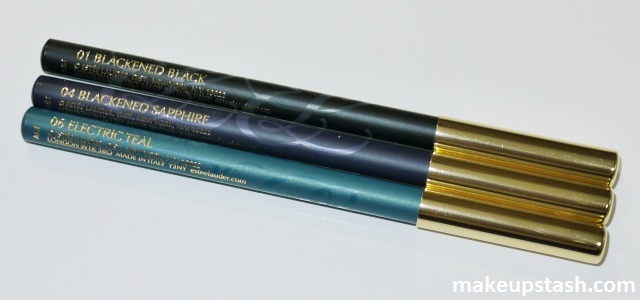 Review | Estée Lauder Pure Color Intense Kajal EyeLiners in 01 Blackened Black, 04 Blackened Sapphire and 06 Electric Teal