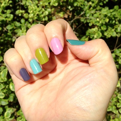 Estee Lauder Heavy Petals Pure Color Nail Lacquers in Lilac Leather, Dilettante, Absinthe, Narcissist and Teal Topaz NOTD