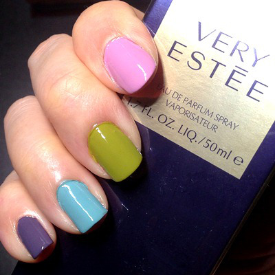 Estee Lauder Heavy Petals Pure Color Nail Lacquers in Lilac Leather, Dilettante, Absinthe and Narcissist NOTD