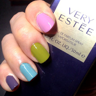 Estee Lauder Heavy Petals Pure Color Nail Lacquers in Lilac Leather, Dilettante, Absinthe and Narcissist NOTD