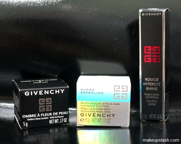 Review | Givenchy Ombre à Fleur de Peau Luminescent Cream Eyeshadow in Pearly Nude, Rouge Interdit Shine in Delicate Brown and Hydra Sparkling Magic Lip & Cheek Balm