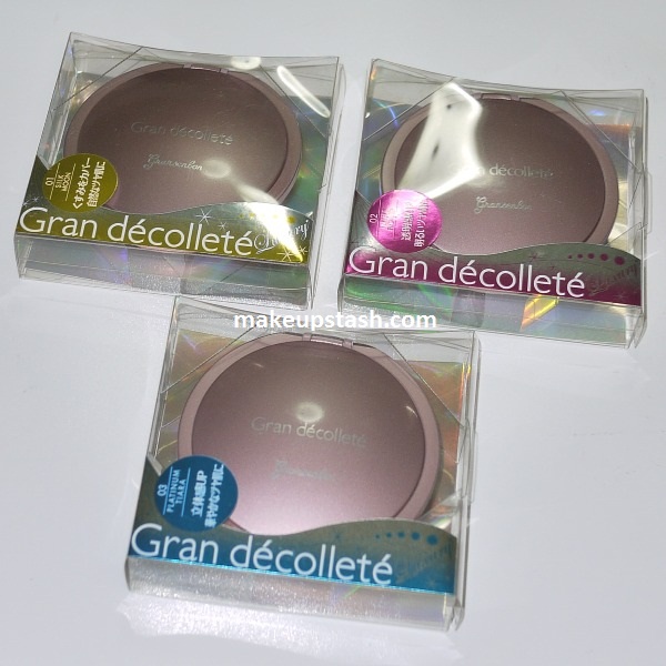 Gransenbon Gran Décolleté Luxury Powders in 01 Silk Moon, 02 Nude Flower and 03 Platinum Tiara