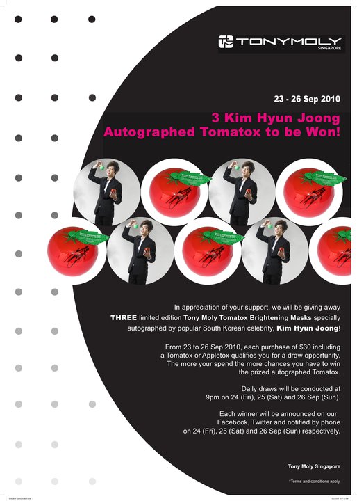 Kim Hyun Joong’s Autographed Tony Moly Tomatox
