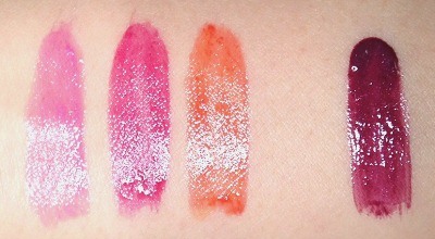 L'Oreal Shine Caresse in Milady, Eden and Princess Swatches and YSL No. 22 Glossy Swatch