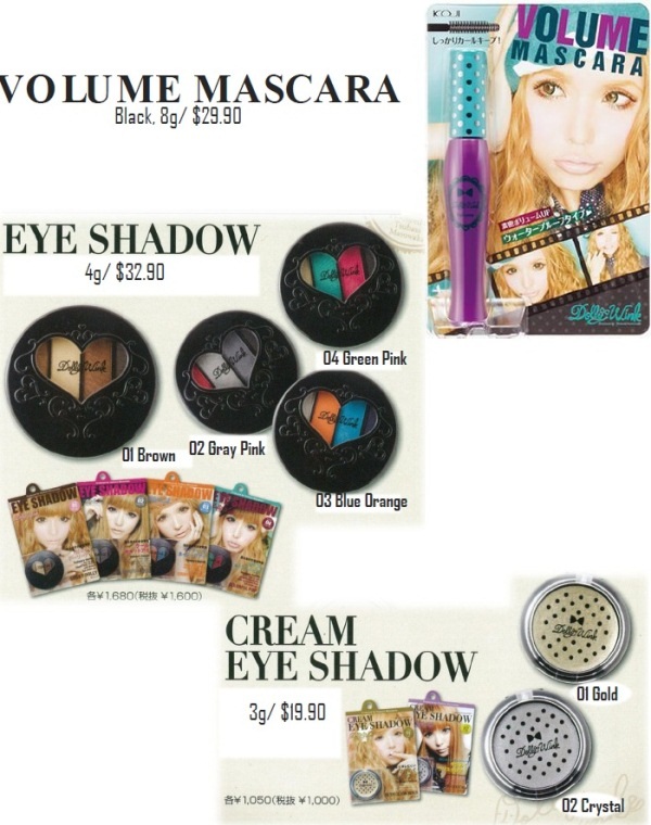 New Dolly Wink Volume Mascara, Eye Shadow Palettes and Cream Shadows