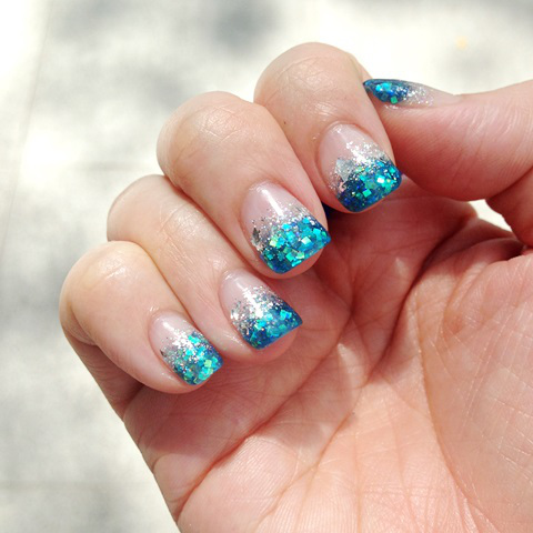 Teal-Silver Sparkle Gradient Gel Mani from The Nail Spa and Wellness at TripleOne Somerset