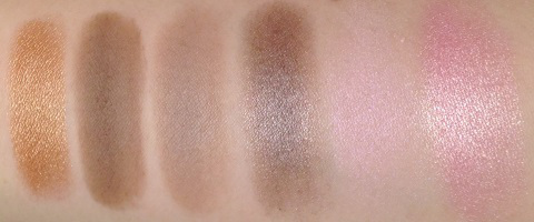 The Body Shop Colour Crush Eye Shadows in Bronze Bliss, Coconuts About You, Chocolate Linger, Brownie & Clyde, Pink Crush, Berry Cute Swatches